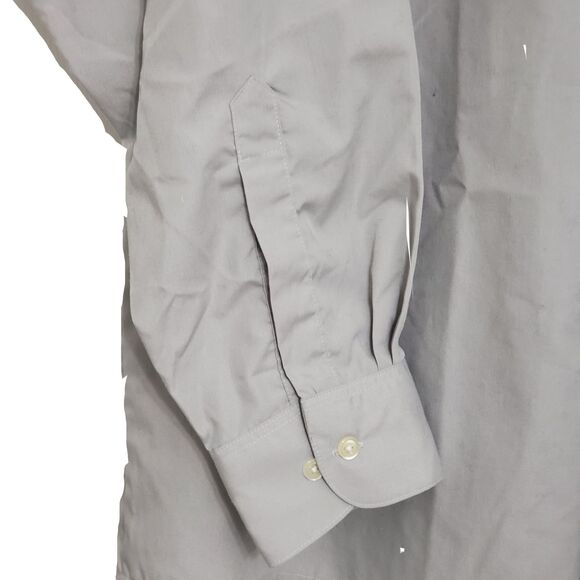Van Heusen Men's Dress Shirt Silver 17 34/35 Long Sleeve Poplin Cotton Polyester - Picture 4 of 6